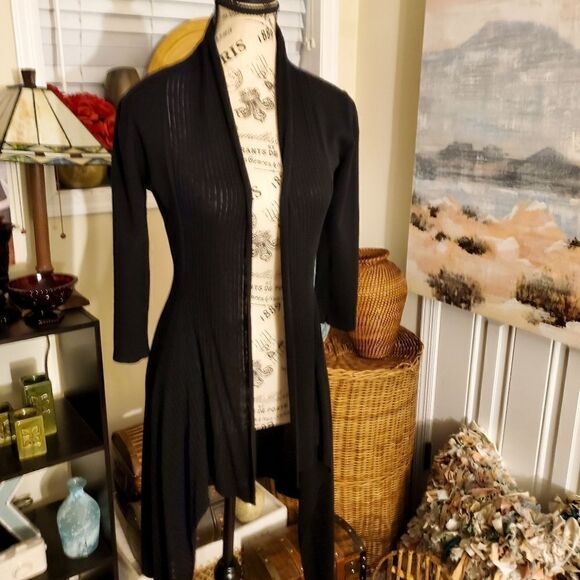 Kensar Classic Black Stylish Duster Cardigan Sz S - Picture 11 of 13